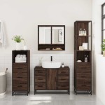 vidaXL Set de mobilier de baie din 4 piese din lemn de stejar maro vidaXL Set de mobilier de baie din 4 piese din lemn de stejar maro