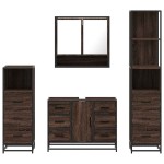 vidaXL Set de mobilier de baie din 4 piese din lemn de stejar maro vidaXL Set de mobilier de baie din 4 piese din lemn de stejar maro