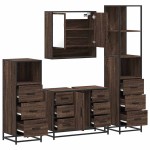 vidaXL Set de mobilier de baie din 4 piese din lemn de stejar maro vidaXL Set de mobilier de baie din 4 piese din lemn de stejar maro