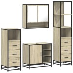 vidaXL Set de mobilier de baie din 4 piese din lemn de stejar Sonoma vidaXL Set de mobilier de baie din 4 piese din lemn de stejar Sonoma
