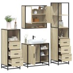 vidaXL Set de mobilier de baie din 4 piese din lemn de stejar Sonoma vidaXL Set de mobilier de baie din 4 piese din lemn de stejar Sonoma