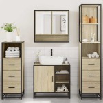 vidaXL Set de mobilier de baie din 4 piese din lemn de stejar Sonoma vidaXL Set de mobilier de baie din 4 piese din lemn de stejar Sonoma