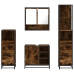 vidaXL Set de mobilier de baie 4 piese Lemn prelucrat de stejar afumat vidaXL Set de mobilier de baie 4 piese Lemn prelucrat de stejar afumat