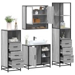 vidaXL Set de mobilier de baie 4 piese Lemn stratificat gri Sonoma vidaXL Set de mobilier de baie 4 piese Lemn stratificat gri Sonoma