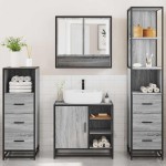 vidaXL Set de mobilier de baie 4 piese Lemn stratificat gri Sonoma vidaXL Set de mobilier de baie 4 piese Lemn stratificat gri Sonoma