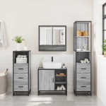 vidaXL Set de mobilier de baie 4 piese Lemn stratificat gri Sonoma vidaXL Set de mobilier de baie 4 piese Lemn stratificat gri Sonoma