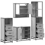 vidaXL Set de mobilier de baie 4 piese Lemn stratificat gri Sonoma vidaXL Set de mobilier de baie 4 piese Lemn stratificat gri Sonoma