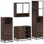 vidaXL Set de mobilier de baie din 4 piese din lemn de stejar maro vidaXL Set de mobilier de baie din 4 piese din lemn de stejar maro