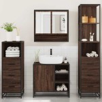 vidaXL Set de mobilier de baie din 4 piese din lemn de stejar maro vidaXL Set de mobilier de baie din 4 piese din lemn de stejar maro