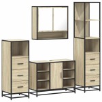 vidaXL Set de mobilier de baie din 4 piese din lemn de stejar Sonoma vidaXL Set de mobilier de baie din 4 piese din lemn de stejar Sonoma