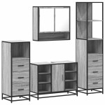 vidaXL Set de mobilier de baie 4 piese Lemn stratificat gri Sonoma vidaXL Set de mobilier de baie 4 piese Lemn stratificat gri Sonoma