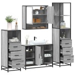 vidaXL Set de mobilier de baie 4 piese Lemn stratificat gri Sonoma vidaXL Set de mobilier de baie 4 piese Lemn stratificat gri Sonoma