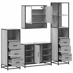 vidaXL Set de mobilier de baie 4 piese Lemn stratificat gri Sonoma vidaXL Set de mobilier de baie 4 piese Lemn stratificat gri Sonoma
