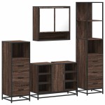 vidaXL Set de mobilier de baie din 4 piese din lemn de stejar maro vidaXL Set de mobilier de baie din 4 piese din lemn de stejar maro