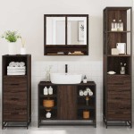 vidaXL Set de mobilier de baie din 4 piese din lemn de stejar maro vidaXL Set de mobilier de baie din 4 piese din lemn de stejar maro