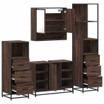 vidaXL Set de mobilier de baie din 4 piese din lemn de stejar maro vidaXL Set de mobilier de baie din 4 piese din lemn de stejar maro