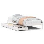 vidaXL Cadru de pat fără saltea, alb, 75x190 cm, lemn masiv de pin
