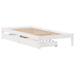 vidaXL Cadru de pat fără saltea, alb, 75x190 cm, lemn masiv de pin