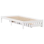 vidaXL Cadru de pat fără saltea, alb, 75x190 cm, lemn masiv de pin