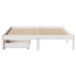 vidaXL Cadru de pat fără saltea, alb, 140x190 cm, lemn masiv de pin