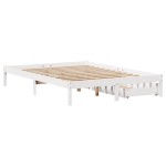 vidaXL Cadru de pat fără saltea, alb, 140x190 cm, lemn masiv de pin