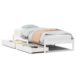 vidaXL Cadru de pat fără saltea, alb, 90x200 cm, lemn masiv pin