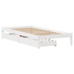 vidaXL Cadru de pat fără saltea, alb, 90x200 cm, lemn masiv pin