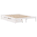 vidaXL Cadru de pat fără saltea, alb, 150x200 cm, lemn masiv pin vidaXL Cadru de pat fără saltea, alb, 150x200 cm, lemn masiv pin