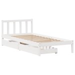 vidaXL Cadru de pat fără saltea, alb, 75x190 cm, lemn masiv de pin