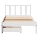 vidaXL Cadru de pat fără saltea, alb, 75x190 cm, lemn masiv de pin