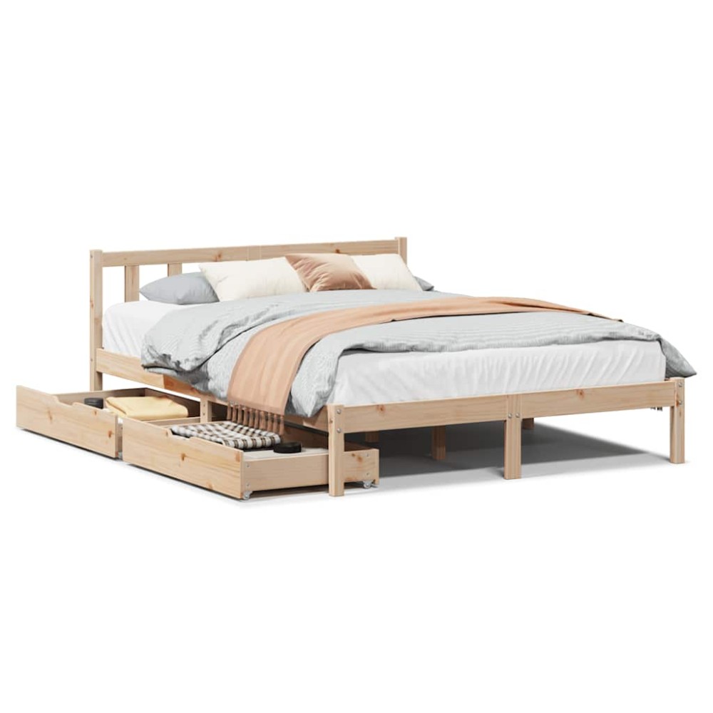 vidaXL Cadru de pat fără saltea, 135x190 cm, lemn masiv de pin