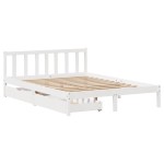 vidaXL Cadru de pat fără saltea, alb, 135x190 cm, lemn masiv de pin