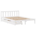 vidaXL Cadru de pat fără saltea, alb, 140x190 cm, lemn masiv de pin