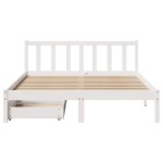 vidaXL Cadru de pat fără saltea, alb, 140x190 cm, lemn masiv de pin