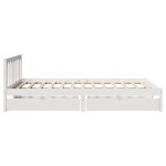 vidaXL Cadru de pat fără saltea, alb, 140x190 cm, lemn masiv de pin