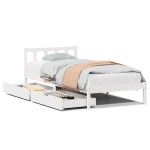 vidaXL Cadru de pat fără saltea, alb, 90x200 cm, lemn masiv pin