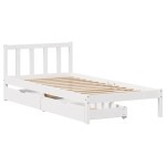 vidaXL Cadru de pat fără saltea, alb, 90x200 cm, lemn masiv pin