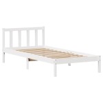 vidaXL Cadru de pat fără saltea, alb, 90x200 cm, lemn masiv pin