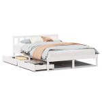 vidaXL Cadru de pat fără saltea, alb, 150x200 cm, lemn masiv pin vidaXL Cadru de pat fără saltea, alb, 150x200 cm, lemn masiv pin