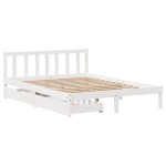 vidaXL Cadru de pat fără saltea, alb, 150x200 cm, lemn masiv pin vidaXL Cadru de pat fără saltea, alb, 150x200 cm, lemn masiv pin