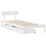 vidaXL Cadru de pat fără saltea, alb, 75x190 cm, lemn masiv de pin