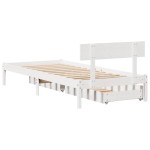 vidaXL Cadru de pat fără saltea, alb, 75x190 cm, lemn masiv de pin