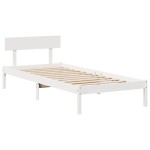 vidaXL Cadru de pat fără saltea, alb, 75x190 cm, lemn masiv de pin