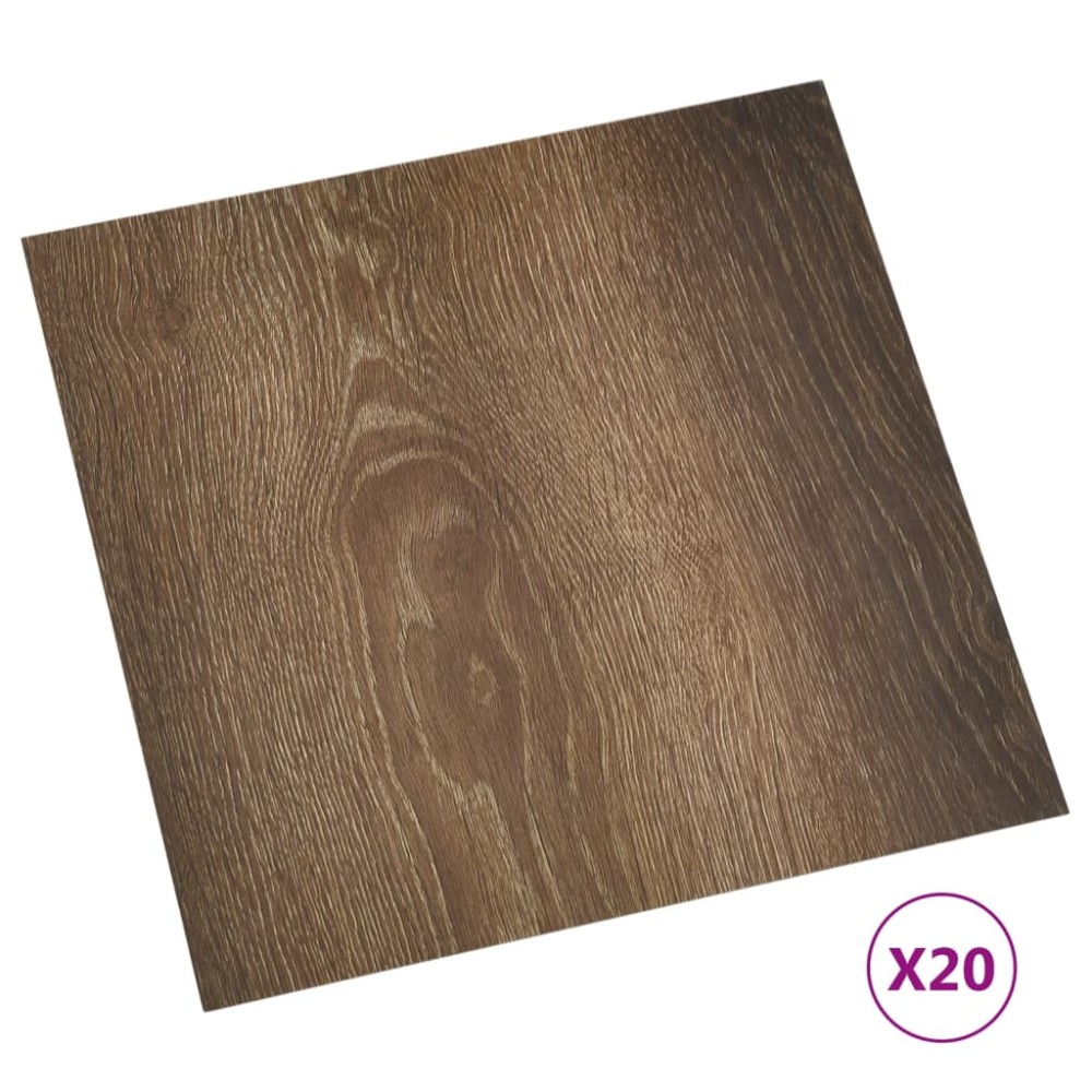 vidaXL Plăci de pardoseală autoadezive, 20 buc., maro, PVC, 1,86 m²