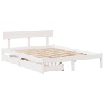 vidaXL Cadru de pat fără saltea, alb, 120x190 cm, lemn masiv pin