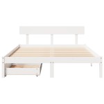 vidaXL Cadru de pat fără saltea, alb, 120x190 cm, lemn masiv pin