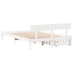vidaXL Cadru de pat fără saltea, alb, 120x190 cm, lemn masiv pin