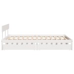 vidaXL Cadru de pat fără saltea, alb, 135x190 cm, lemn masiv de pin vidaXL Cadru de pat fără saltea, alb, 135x190 cm, lemn masiv de pin