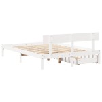 vidaXL Cadru de pat fără saltea, alb, 135x190 cm, lemn masiv de pin vidaXL Cadru de pat fără saltea, alb, 135x190 cm, lemn masiv de pin
