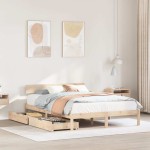 vidaXL Cadru de pat fără saltea, 140x190 cm, lemn masiv de pin vidaXL Cadru de pat fără saltea, 140x190 cm, lemn masiv de pin